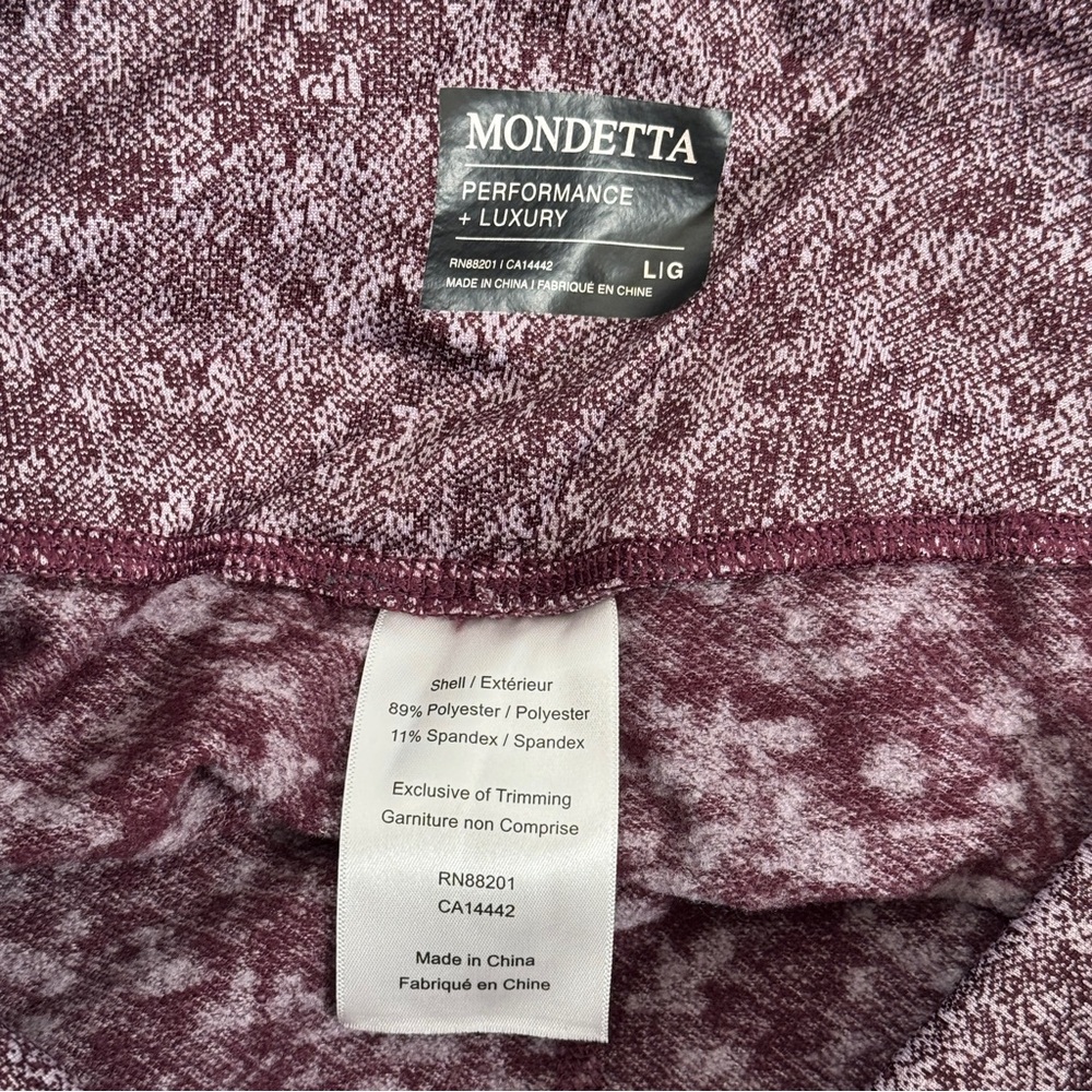 Mondetta Performance Luxury Sporty Purple Print Leggings Workout Yoga size Large - Picture 8 of 9